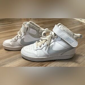 Nike Kids White and Gray High-Top Sneakers